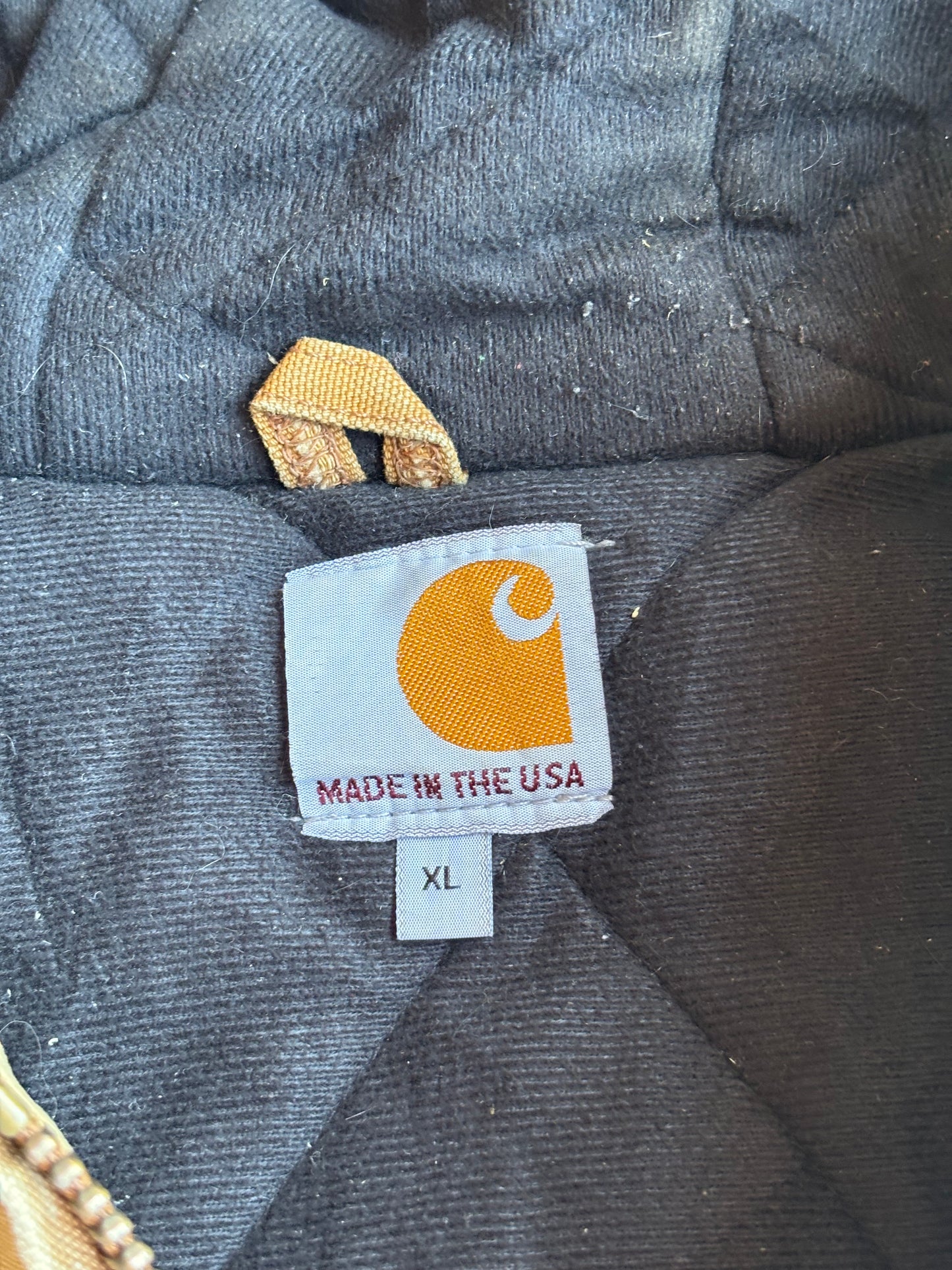 Tan Carhartt Faded and Distressed Hooded Jacket - XL