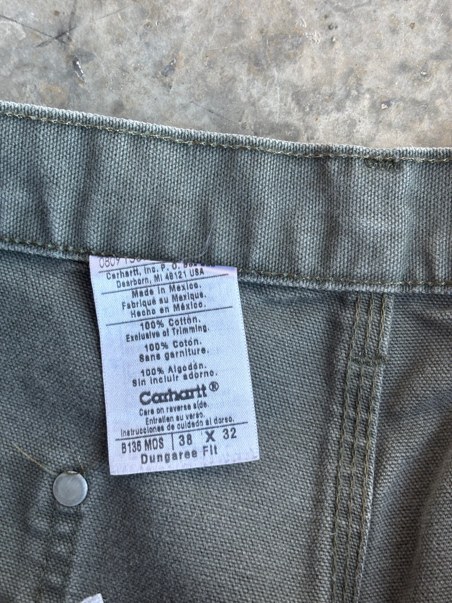 Green Carhartt Double Knee Pants - 38x32"