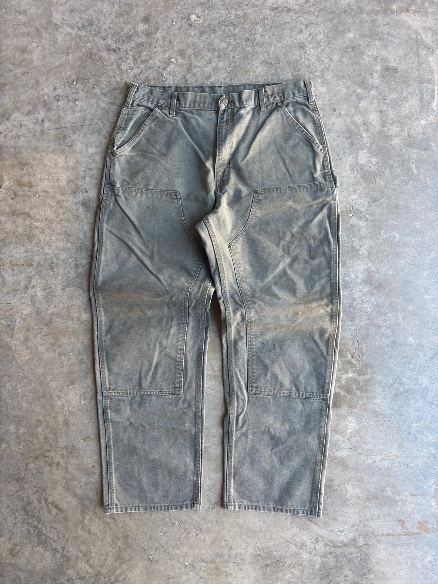 Green Carhartt Double Knee Pants - 38x32"