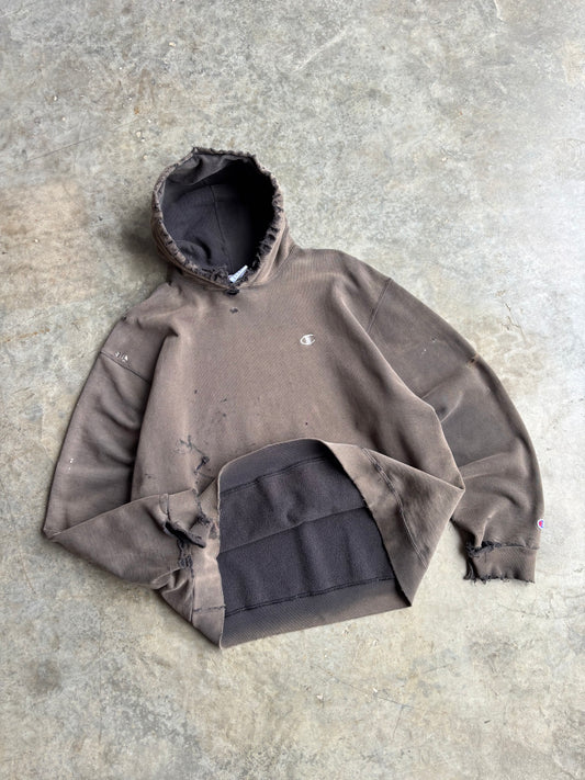 Thrashed and Faded Champion Hoodie - L