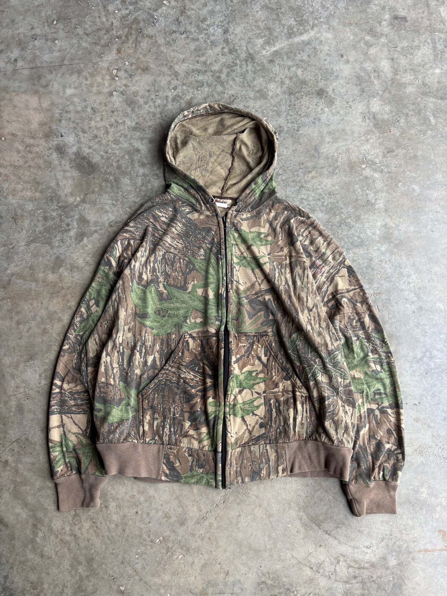 Realtree Camo Hooded Zip Up Long Sleeve - L
