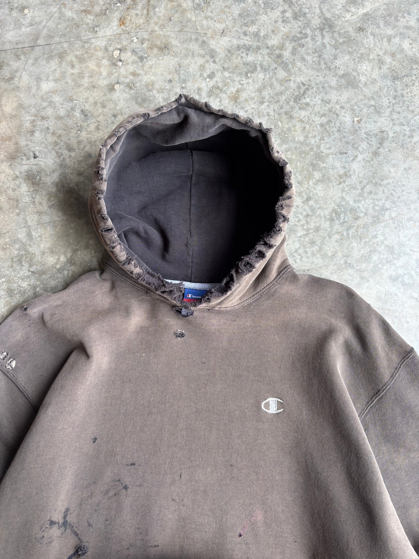 Thrashed and Faded Champion Hoodie - L