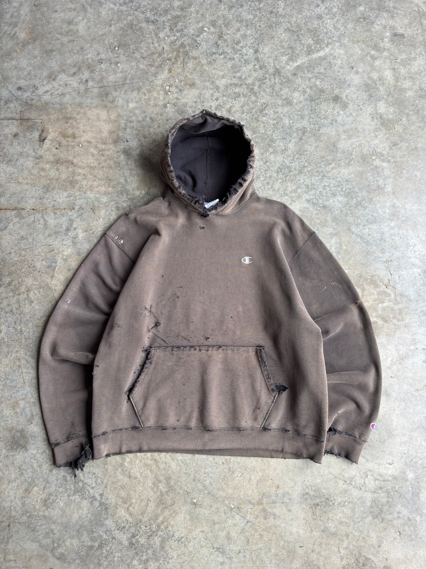 Thrashed and Faded Champion Hoodie - L