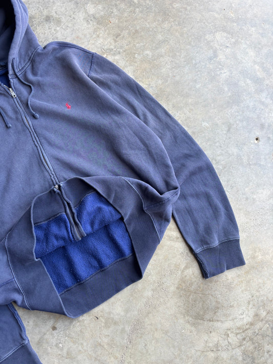 Faded Polo Ralph Lauren Zip Up Hoodie - XL