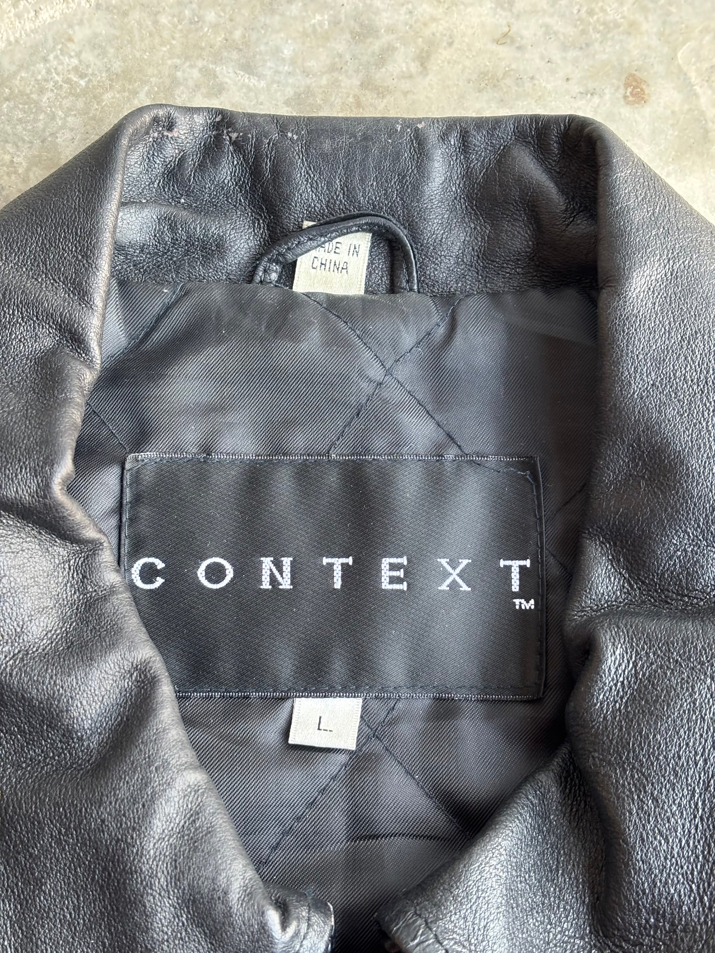 Context Bomber Style Leather Jacket - L